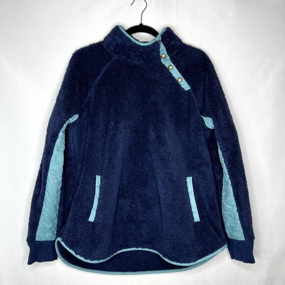 Southern Tide Laura Button Neck Fleece Pullover blue sherpa button neck Large - Picture 1 of 14
